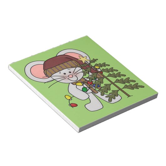 木を飾っているクリスマスのマウス ノートパッド (アングル)