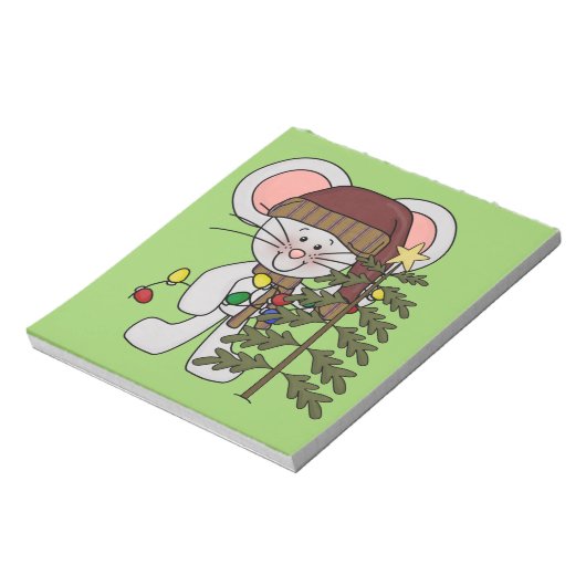 木を飾っているクリスマスのマウス ノートパッド (回転)