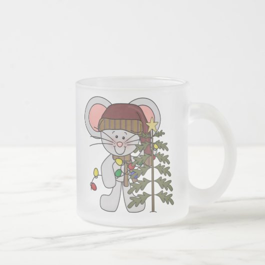 木を飾っているクリスマスのマウス フロストグラスマグカップ (右)