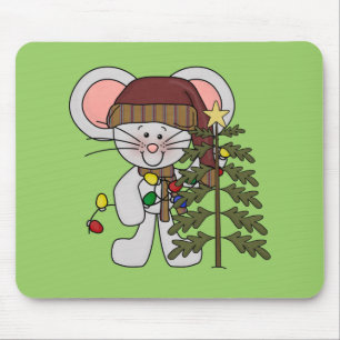 木を飾っているクリスマスのマウス マウスパッド