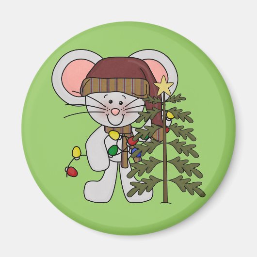 木を飾っているクリスマスのマウス マグネット (正面)