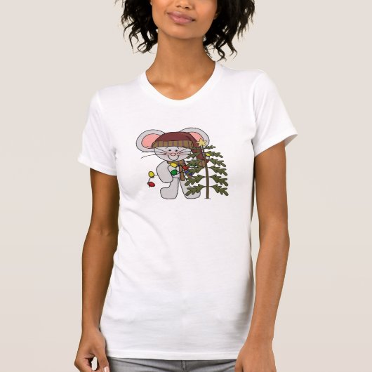 木を飾っているクリスマスのマウス Tシャツ (正面)