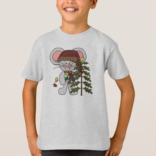 木を飾っているクリスマスのマウス Tシャツ (正面)