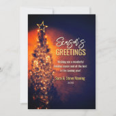 木エレガントきらめく黒のクリスマス シーズンカード (正面)