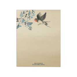 木エレガントの枝と鳥 |ヴィンテージ分与 ノートパッド