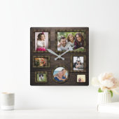 木エレガントパーソナライズされた製フォトフレーム木時計 スクエア壁時計 (ホーム)