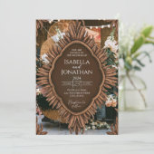 木エレガント素朴結婚製 招待状 (スタンド正面)