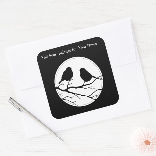 木カスタマイズの自然の二鳥の色 スクエアシール (封筒)