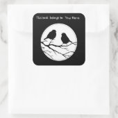 木カスタマイズの自然の二鳥の色 スクエアシール (バッグ)