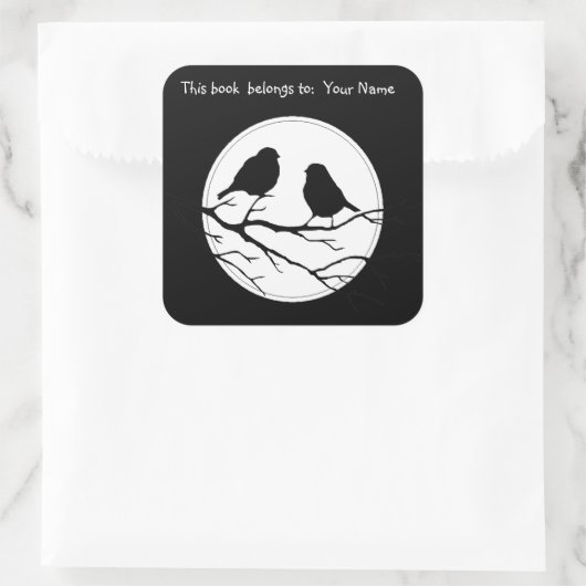 木カスタマイズの自然の二鳥の色 スクエアシール (バッグ)