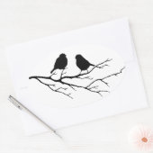 木カスタマイズの自然の二鳥の色 楕円形シール (封筒)