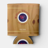 木カスタムにビールモノグラム(名前とイニシャル) 缶クーラー (正面)