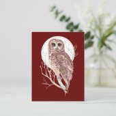 木カスタムの水色フクロウ,月,鳥,自然 ポストカード (スタンド正面)