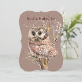 木カスタム術の招待状フクロウ 招待状 (スタンド正面)