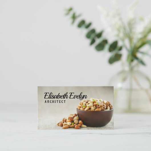 木カッ違うプに木の実を混ぜる 名刺 (スタンド正面)