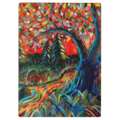 木カラフルと川絵画の クリップボード (裏面)
