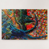 木カラフルと川絵画の ジグソーパズル (横)