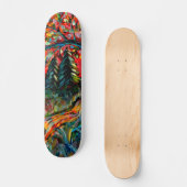 木カラフルと川絵画の スケートボード (正面)