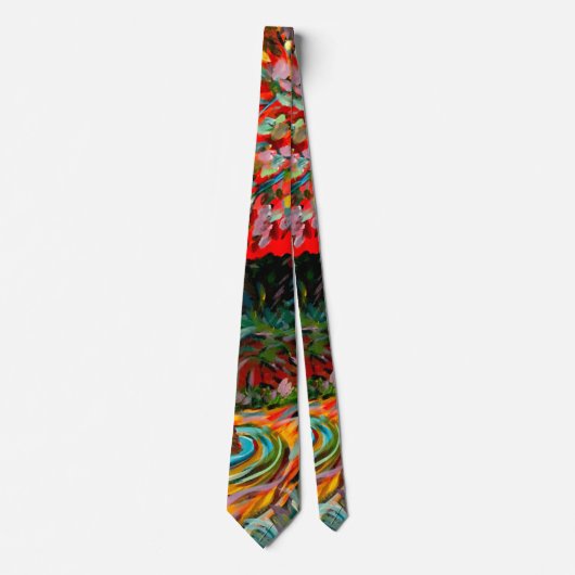 木カラフルと川絵画の ネクタイ (正面)