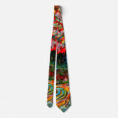 木カラフルと川絵画の ネクタイ (裏面)