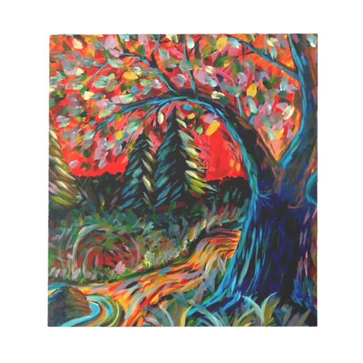 木カラフルと川絵画の ノートパッド (正面)