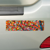木カラフルと川絵画の バンパーステッカー (車上)