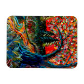 木カラフルと川絵画の マグネット (横)