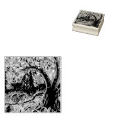 木カラフルと川絵画の ラバースタンプ (押印)