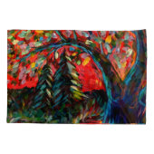 木カラフルと川絵画の 枕カバー (裏面-左)