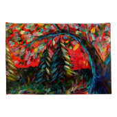 木カラフルと川絵画の 枕カバー (裏面-右)