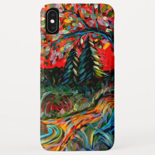 木カラフルと川絵画の iPhone XS MAXケース