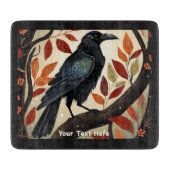 木カラフルに刺された烏 カッティングボード (正面)