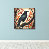 木カラフルに刺された烏 キャンバスプリント (インサイチュ (ウッドフロア))