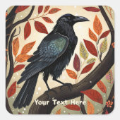 木カラフルに刺された烏 スクエアシール (正面)