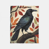 木カラフルに刺された烏 フリースブランケット (正面)