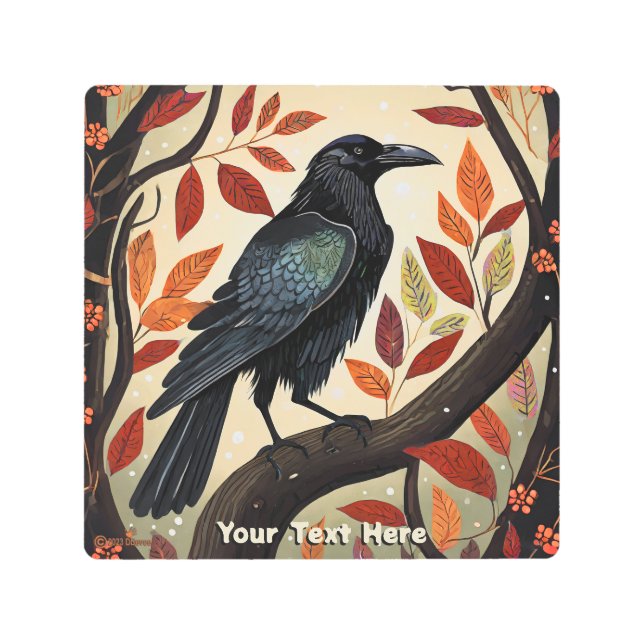 木カラフルに刺された烏 メタルプリント (正面)