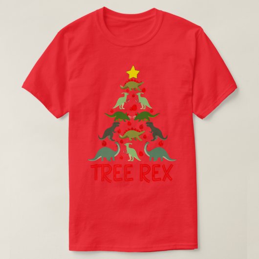 木カラフルのクリスマスおもしろいの恐竜 Tシャツ (デザイン正面)