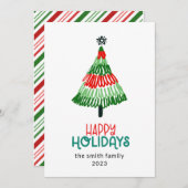 木カラフルのクリスマス シーズンカード (正面/裏面)