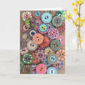 木カラフルのボタ色彩の鮮やかンのコラージュ空白の カード (黄色い花)