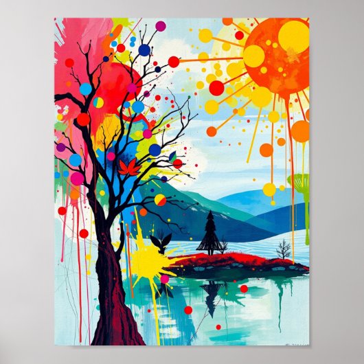 木カラフルの抽象芸術 ポスター (正面)