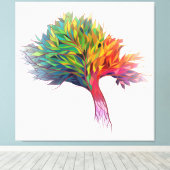 木カラフルの破裂 キャンバスプリント (インサイチュ (ウッドフロア))