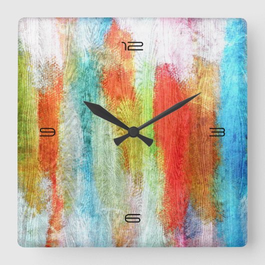 木カラフルモダン粒の背景#10 スクエア壁時計 (正面)
