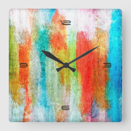 木カラフルモダン粒の背景#10 スクエア壁時計