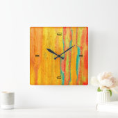 木カラフルモダン粒の背景#5 スクエア壁時計 (ホーム)