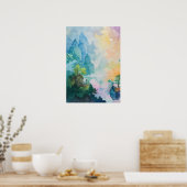 木カラフル山の夢の風景 ポスター (キッチン)