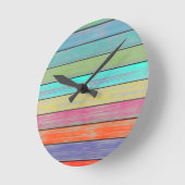 木カラフル板 ラウンド壁時計 (傾斜)