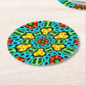 木カラフル玉模様 ラウンドペーパーコースター (アングル)