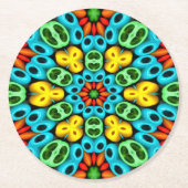 木カラフル玉模様 ラウンドペーパーコースター (正面)