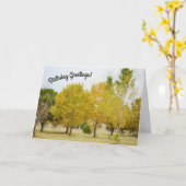 木カラフル自然アート誕生日カード カード (黄色い花)