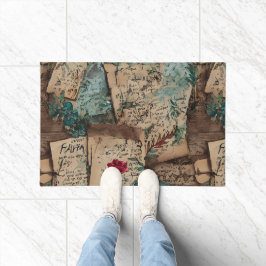 木クールと古い紙ア素朴ートスタイル ドアマット